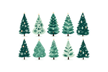 Wall Mural - Christmas Tree Decorations vector flat isolated vector style illustration