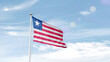 Liberia national flag cloth fabric waving on the sky.