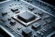© Slava Dark - Generative AI  detailed view of a circuit board, intricately showcasing the world of electronics and electronic engineering