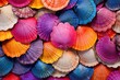 Closeup of colorful scallops background