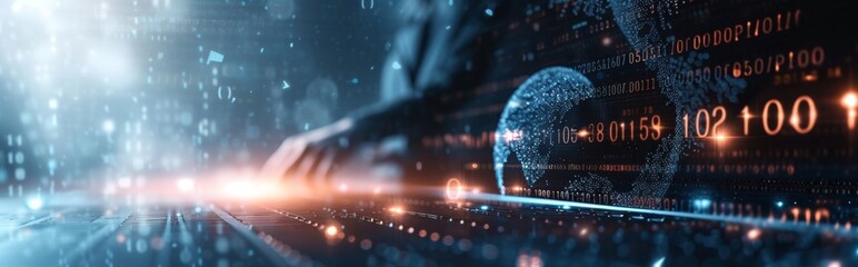 Futuristic Cybersecurity Concept with Digital Hand.