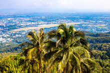 Panoramic View Of City And Tropical Jungle Chiang Mai Thailand.