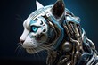 © krissikunterbunt - modern digital cat robot pet technology illustration