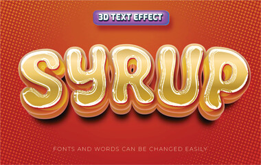 Wall Mural - Syrup golden 3d editable text effect style