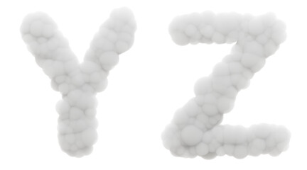 Canvas Print - Uniquely Expressive: Group consonants (Y, Z) offer a unique and expressive voice. Imagine these 3D letters crafted from fluffy cotton, taking on unusual shapes and adding a touch of mystery