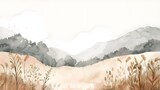 Fototapeta  - Watercolor neutral minimalist landscape illustration