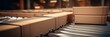 © serz72 - Cardboard boxes parcels on a conveyor belt, transport goods delivery and logistics, logistics warehouse, banner