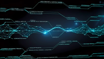 Generative AI.  glowing futuristic circuit board with binary code and graphs. a dark  background with a glowing  circuit board. The circuit board has many lines and connections
