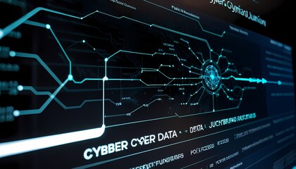 Generative AI.  glowing futuristic circuit board with binary code and graphs. a dark  background with a glowing  circuit board. The circuit board has many lines and connections