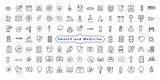 Fototapeta  - Outline set of hospital line icons. Thin lines icon set, medicine and health symbols, vector collection.