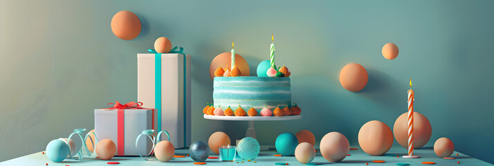 Sticker - birthday cake with balls