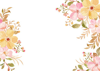 Wall Mural - Yellow pink Spring floral with watercolor