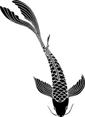 Wall Mural - illustration of a koi carp fish in a vintage woodcut style