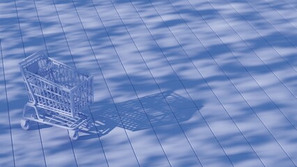Aufkleber - This illustration depicts a shopping cart placed atop a keyboard background, merging the concepts of online shopping and digital technology...