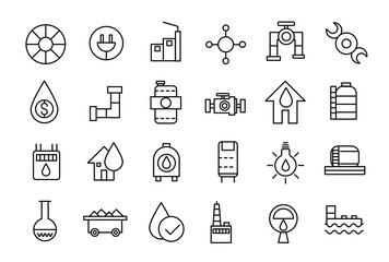 Wall Mural - Set of oil and gas industry Icons. Simple line art style icons pack. Thin line web icon set.