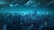 night fantastic city skyline anime background. cartoon and anime style
