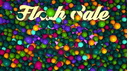 Wall Mural - High Angle View Flash Sale 25 Percent Discount 3d Text Reveal Pushing Turquoise Green Colorful Ball Pit Balls Background 3d Rendering