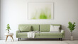 © HecoPhoto - Fresh and Calm Living Room Decor with Olive Green Couch and Abstract Wall Art