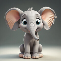 Wall Mural - cute cartoon elephant, with trunk, isolated adorable 
 baby animal