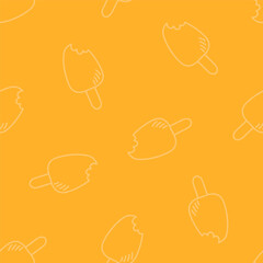 Wall Mural - Orange seamless pattern with outline ice cream