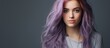 Vibrant Woman Flaunting Long Lavender Hair in Studio Photoshoot Expressing Emotions