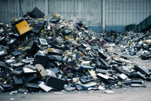Heap Of Assorted Electronic Waste In A Recycling Plant