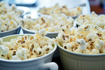 Wall Mural - unpopped popcorn bowls on a shared table