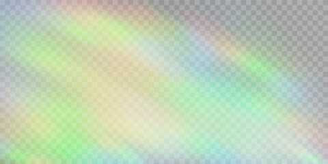 Wall Mural - rainbow light prism effect, transparent background. hologram reflection, crystal flare leak shadow o