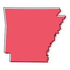 Arkansas map shape, united states of america. Flat concept icon symbol vector illustration