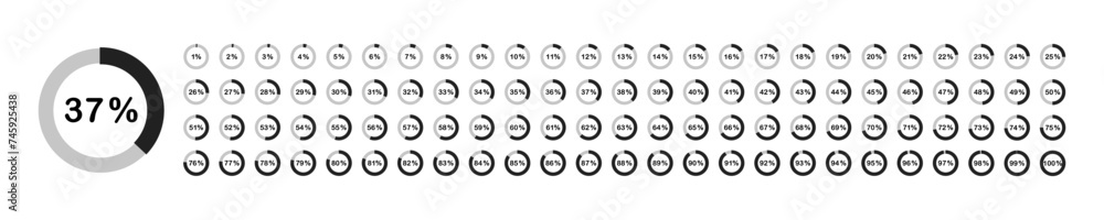 Loading progress bar. Percentage circle set. Loading indicator set ...