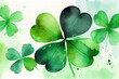 St. patrick's day watercolor clover background. AI generated