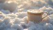 Coffee Cup in Snow Photography.