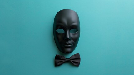 Black Mask and Bowtie on green background