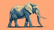 Illustration of an elephant in a blue color scheme against an light orange background, showcasing detailed line work and shading
