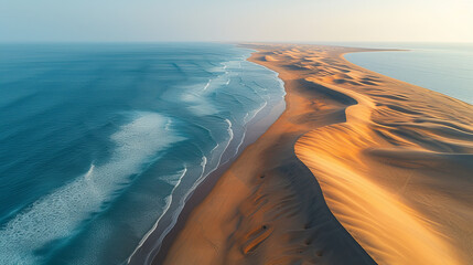 Wall Mural - Sand dunes in a desert, right by the sea