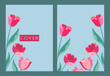 Background with tulips for the cover. Tulips in vector, flat style.