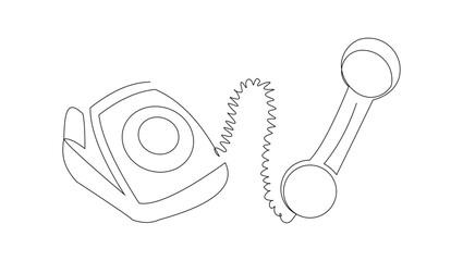 Wall Mural - Continuous line sketch drawing of ring phone. One line sketch drawing of vintage telephone vector illustration