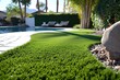 © AIGen - Fresh Artificial Lawn Enhancing Poolside and Walkway Aesthetics