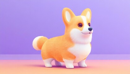 Wall Mural - Cute dog on purple background