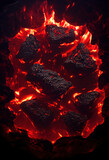Fototapeta Konie - Hot burning coals. AI render.