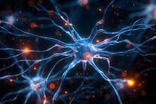 Neuron Synapse Brain - 3D Rendered Image Of Neuron Cell Network On Black Background