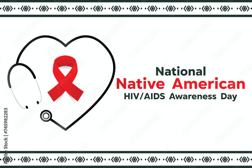 National Native American HIV AIDS Awareness Day. Heart-shaped ribbons ...