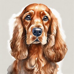 Wall Mural - Watercolor illustration of pure breed Cocker Spaniel dog. Colorful painting of domestic animal