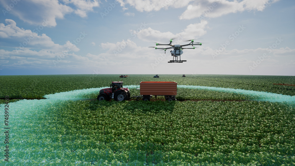 Autonomous agriculture drone flying to analyze the agricultural plot ...