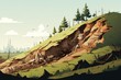 landslide in nature, illustration