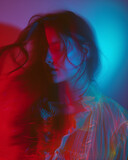 Fototapeta Boho - Enigma in Neon: An Artistic Blend of Red and Blue