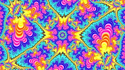 Wall Mural - camera movement inside a multicolor bright fractal. fractal sequence patterns 3d. for yoga or clubs 