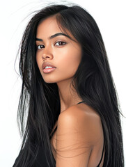 Wall Mural - Young beautiful shiny hair indian woman