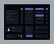 © georgerod - Dark Collection of gradient purple ui ux elements. Ux dashboard user panel template. User interface, experience. UI elements to book the app.