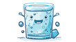 Cute funny glass of water with poster. Vector hand d